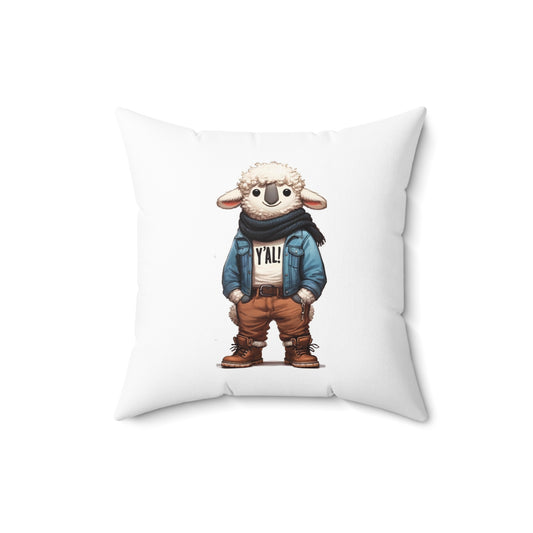 Chip the Sheep Faux Suede Square Pillow